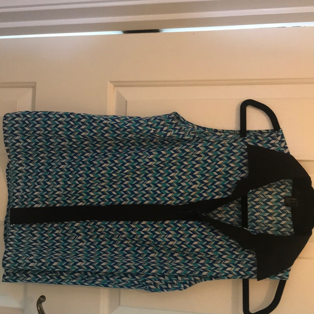 Blue chevron collared tank blouse